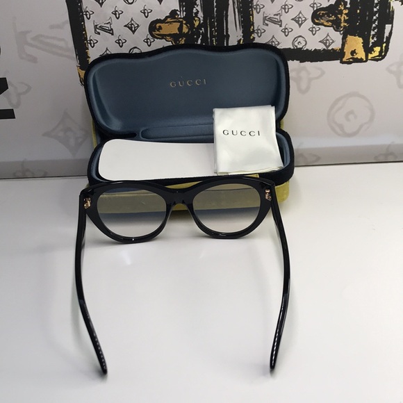NEW Authentic Gucci GG1172O 001/004 Black & Gold Cat Eye Glasses - Picture 9 of 14